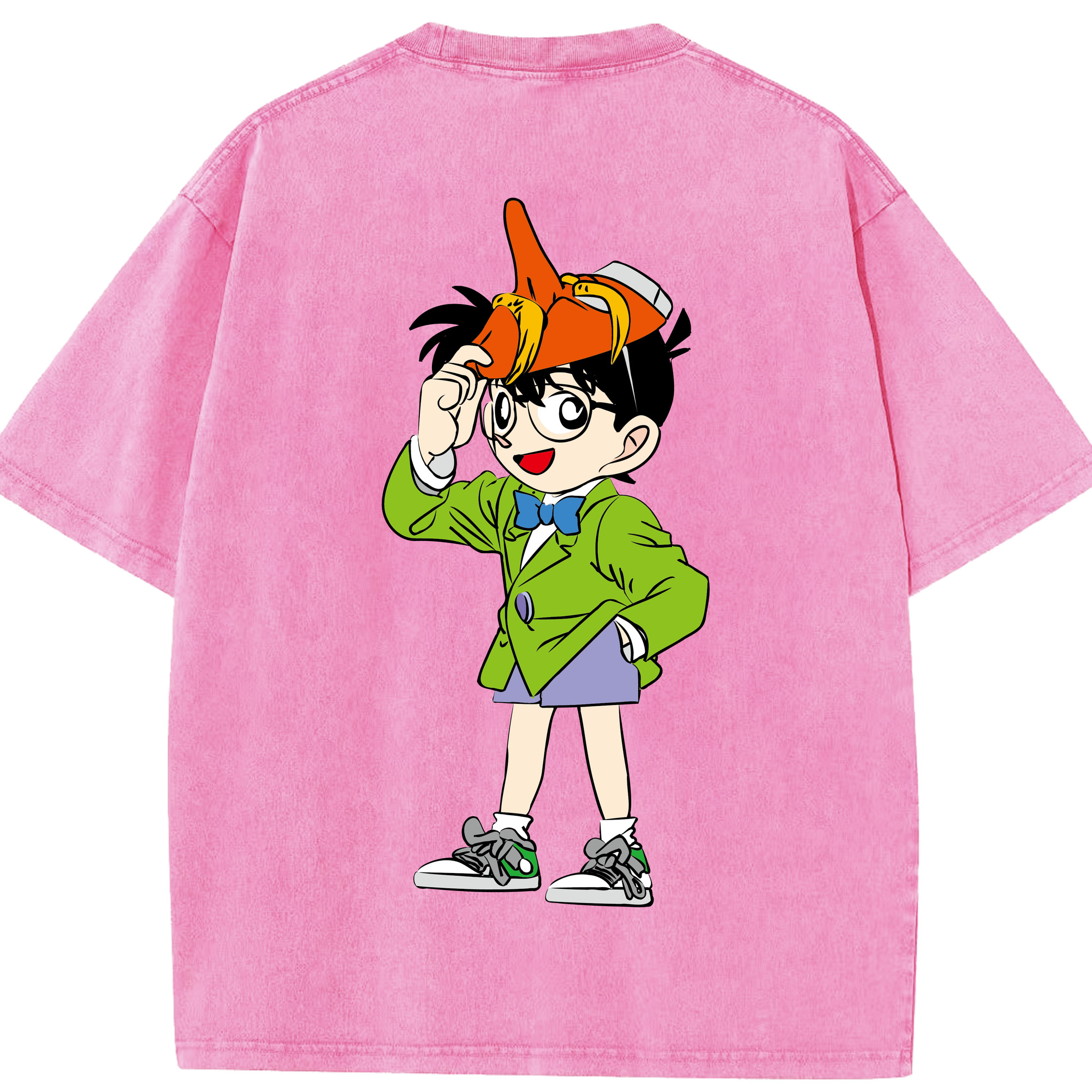 （画像用） 名探偵コナン 江戸川 コナン Detective Conan Conan Edogawa 綿100% ヴィンテージ風 半袖Tシャツ（背面プリント）